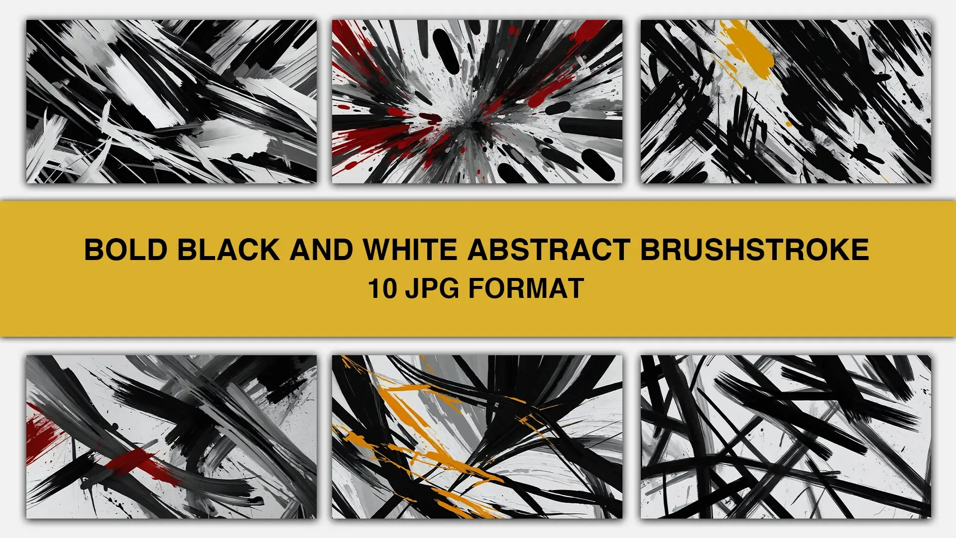 Bold Black and White Abstract Brushstroke Background Images Pack image